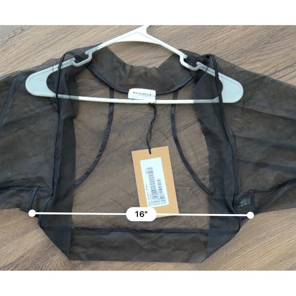 MARCELLA Olympia Bolero Black Mesh Sheer Cropped Long Sleeve Size L - Picture 5 of 6